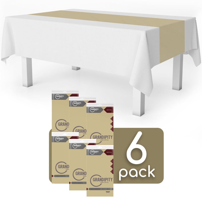 Grandipity Beige 6 Pack Premium Disposable Plastic Table Runner 14 x 108 Inch. Table Runner for Dinner Parties & Events by Grandipity - Image 2